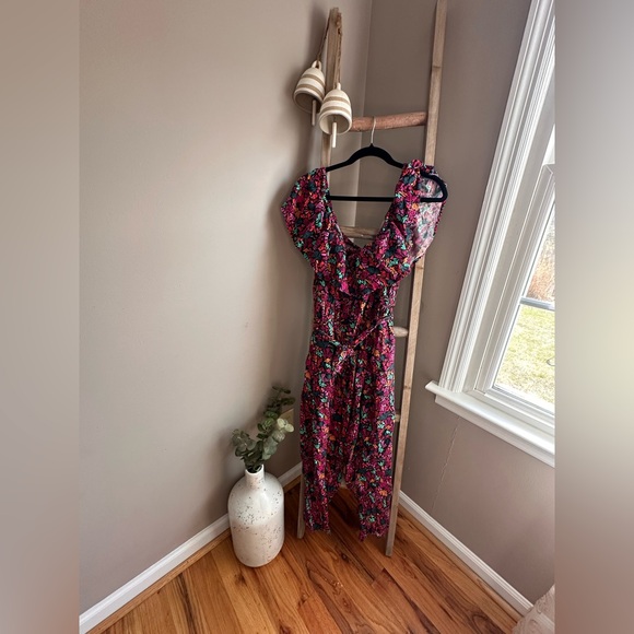 Ava & Viv Pants - Ava & Viv Floral Ruffle Jumpsuit - Pink Multi